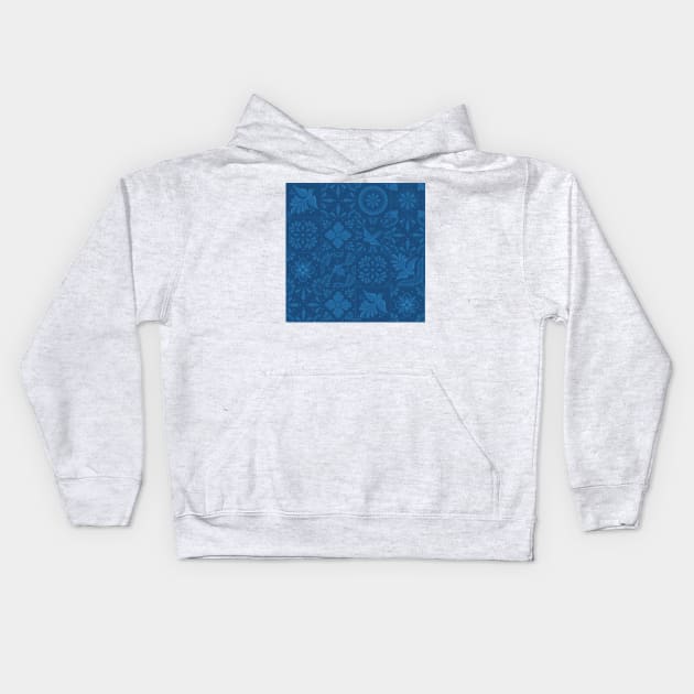 Modern Blue Talavera Tile Pattern by Akbaly Kids Hoodie by Akbaly